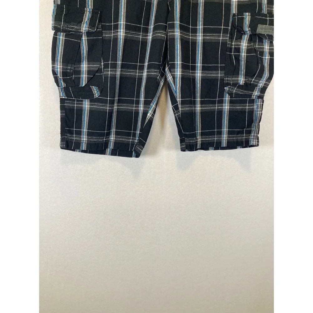 Skater Grunge Unionbay Mens 40 Black‎ Blue Plaid Utility Cotton Cargo Shorts